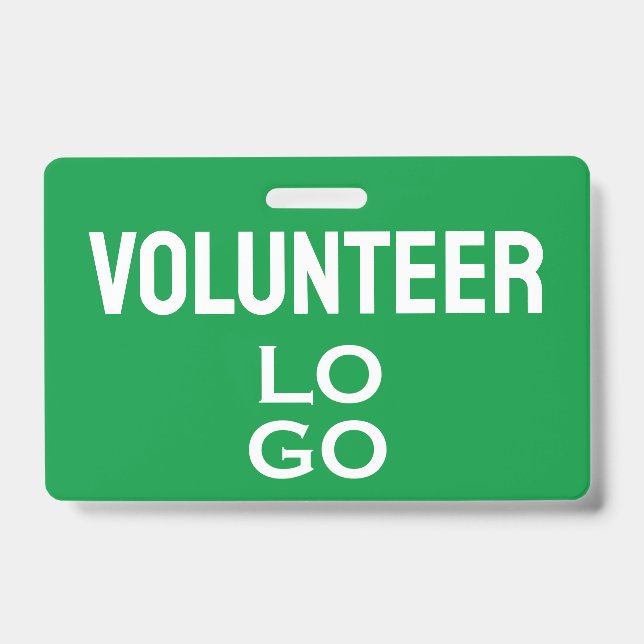 Green Volunteer with Custom Logo ID Badge (Front)