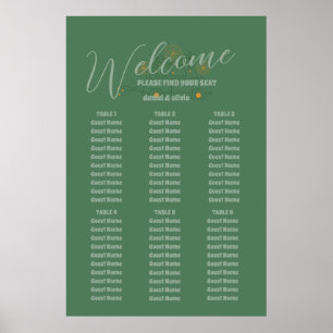 Green Vosvos Minimal Wedding Seating Charts