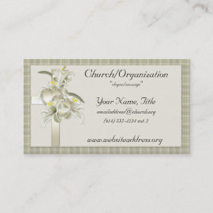 Green w/Gold Cross/Hearts/Flowers Business Cards