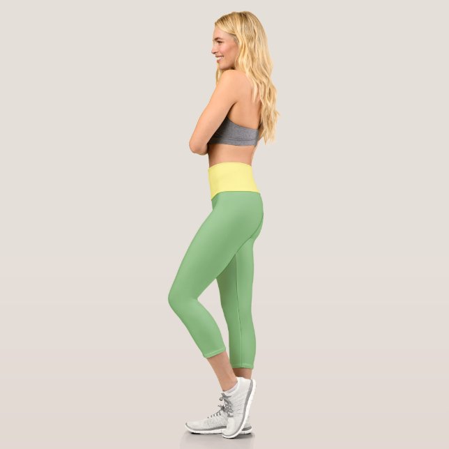 Green w Yellow Fun Combo Capri Leggings (Left)