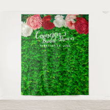 Green Wall Garden Floral Bridal Shower Backdrop