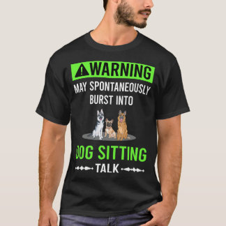Green Warning Dog Sitting T-Shirt