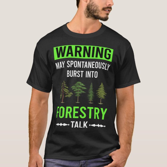 Green Warning Forestry T-Shirt (Front)