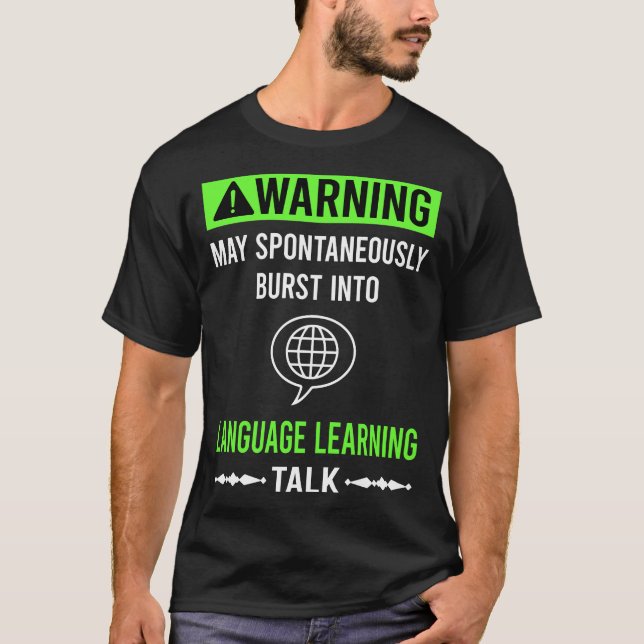 Green Warning Language Learning T-Shirt (Front)