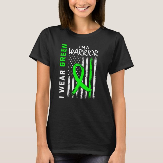 Green Warrior Kidney Disease Cerebral Palsy Awaren T-Shirt (Front)