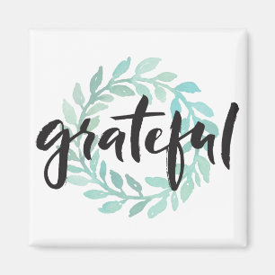 Green Water Color Grateful Wreath Fall Gratitude Magnet
