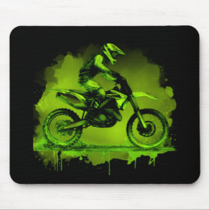 Green Water Colour Dirt Bike Mouse Mat