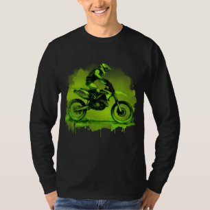 Green Water Colour Dirt Bike T-Shirt