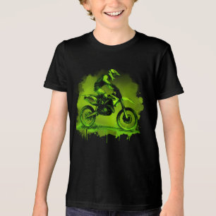 Green Water Colour Dirt Bike Tri-Blend Shirt