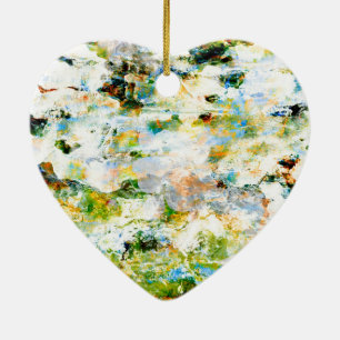 Green water colour grunge graphic design art ceramic tree decoration