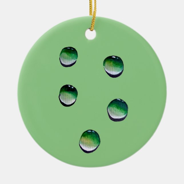 Green water drops water art ceramic tree decoration (Front)