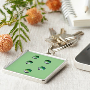 Green water drops water art key ring