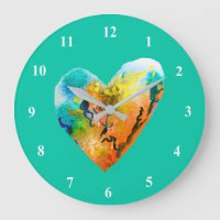 Green water drops water art large clock