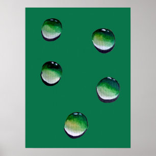 Green water drops water art poster