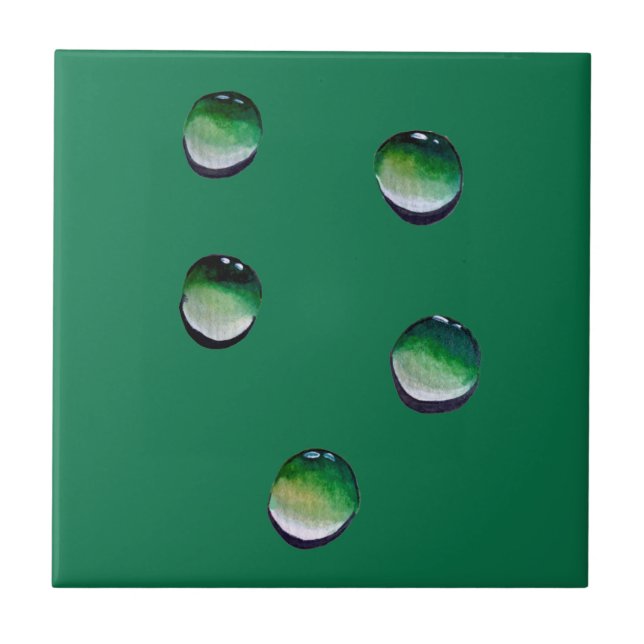 Green water drops water art tile (Front)