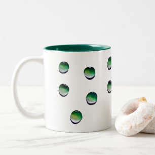 Green water drops water art Two-Tone coffee mug