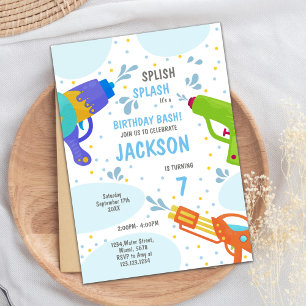 Green Water Gun Invitations