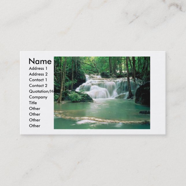 Green Water, Name, Address 1, Address 2, Contac... Business Card (Front)