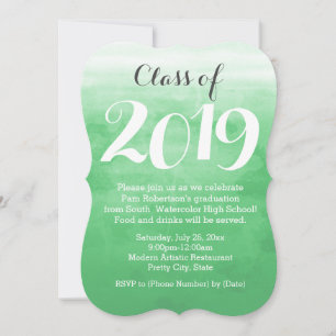 Green Watercolor 2019 Graduation Party Invitation
