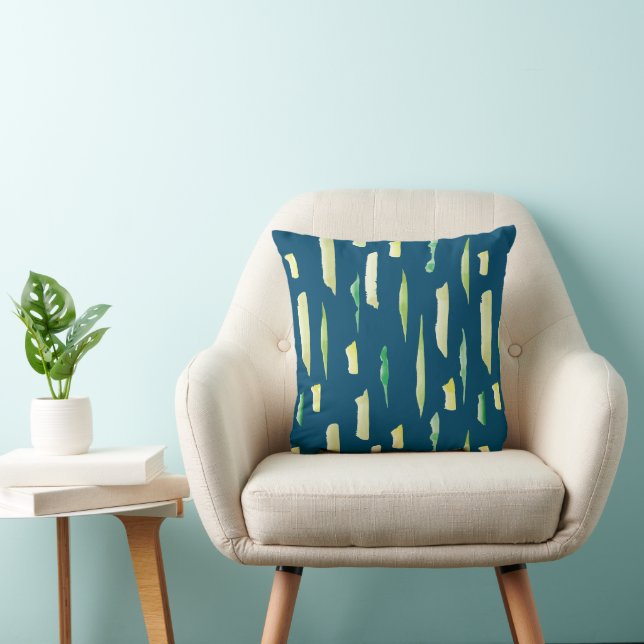Green Watercolor Abstract Brush Strokes Pattern Cushion (Chair)