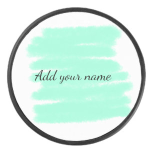 Green watercolor add name text message here throw hockey puck