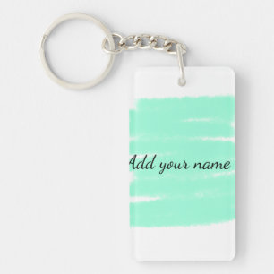 Green watercolor add name text message here throw key ring