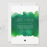 Green watercolor and clover wedding