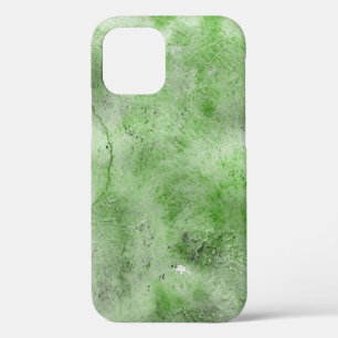 Green watercolor and ink paper textures on white b iPhone 12 case