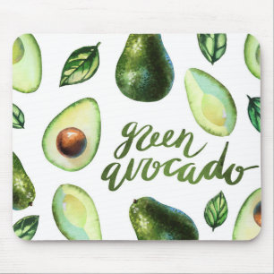 Green Watercolor Avocado Modern Calligraphy Mouse Mat