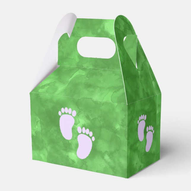 Green Watercolor Baby Shower Custom Favour Box (Front Side)