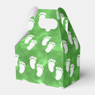 Green Watercolor Baby Shower Footprint Pattern Favour Box