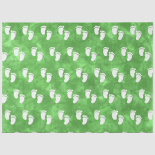 Green Watercolor Baby Shower Footprint Pattern Tissue Paper
