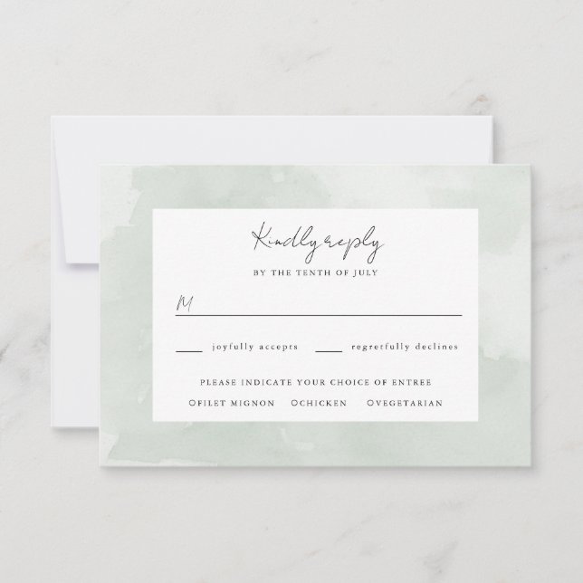 Green watercolor background wedding rsvp (Front)