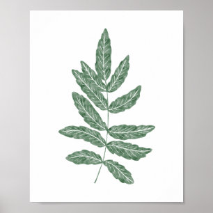 Green Watercolor Botanical Fern Leaf Poster