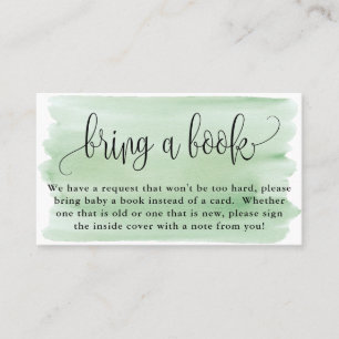 Green Watercolor Bring a Book Enclosure Card