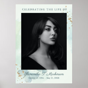 Green Watercolor Butterfly Funeral Services Poster