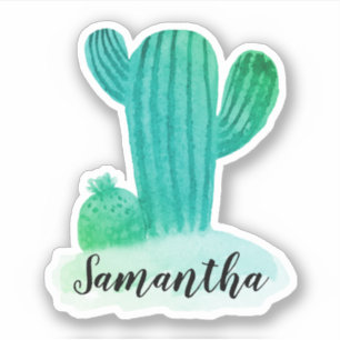 Green Watercolor Cactus Name