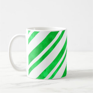Green Watercolor Candy Cane Stripes Coffee Mug