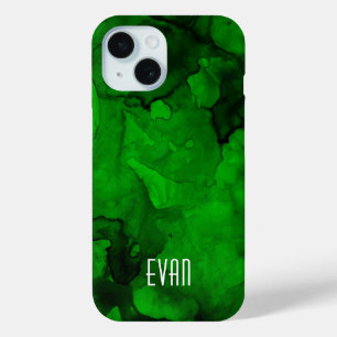 Green Watercolor iPhone 15 Case