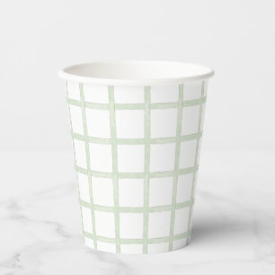 Green Watercolor Checked Paper Cup