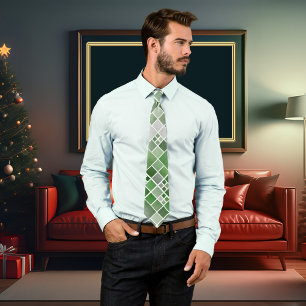Green Watercolor Chequered Design Tie
