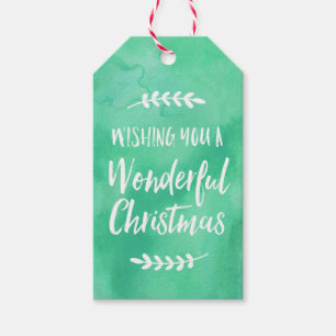 Green watercolor Christmas gift tags