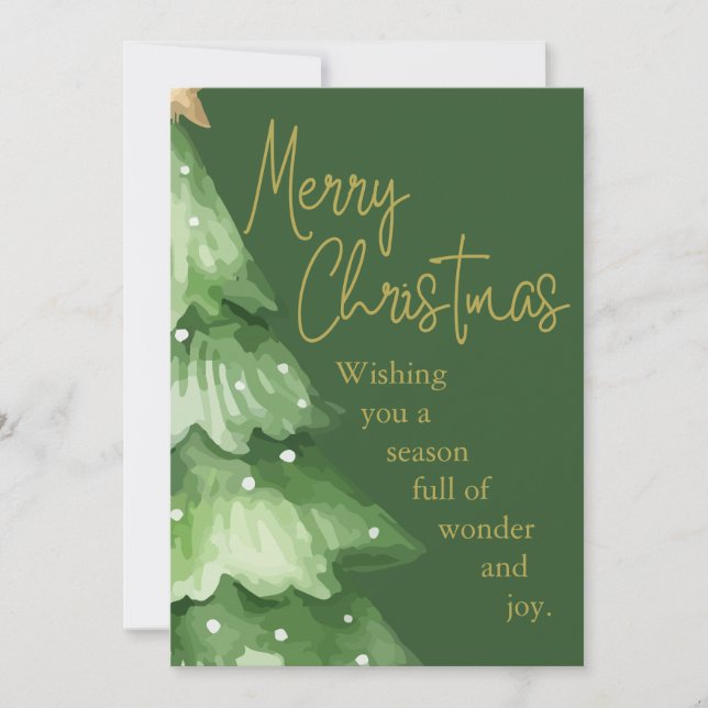 Green Watercolor Christmas Holiday Card (Front)