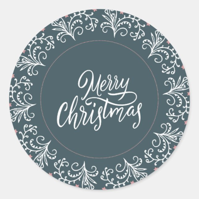 Green Watercolor Christmas Holiday Classic Round Sticker (Front)