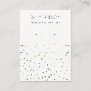 Green Watercolor Confetti Earring Necklace Display Business Card