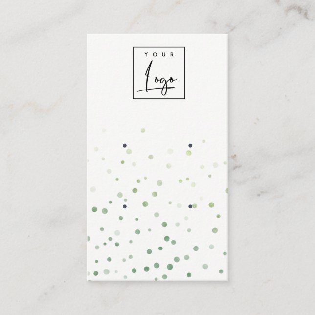 Green Watercolor Confetti Logo Earring Display Business Card (Front)