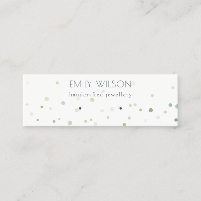 Green Watercolor Confetti Stud Earring Display Mini Business Card (Front)