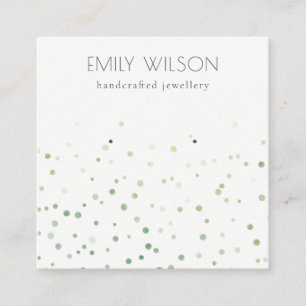 Green Watercolor Confetti Stud Earring Display Square Business Card