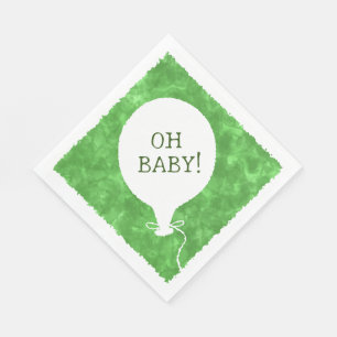 Green Watercolor Custom Text Baby Shower Oh Baby Napkin