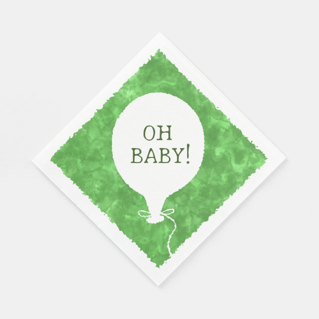 Green Watercolor Custom Text Baby Shower Oh Baby Napkin (Corner)